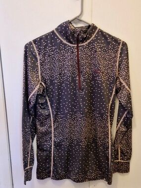 Kari Traa Women's Lightweight 1/4 Zip Polka Dot Top Gray Pink S